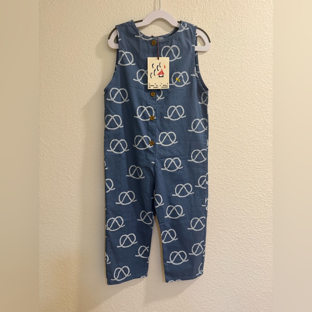 Bobo Choses Blue Sail Rope Print Kids Jumpsuit overalls romper